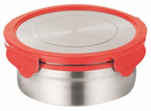 Signoraware Lock n Store Steel Round with Steel Lid, 650ml, Set of 1, Red