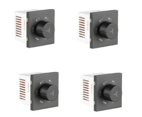 Havells Coral Ebony High Speed Fan Regulator - 2 Module (White, Pack of 4)