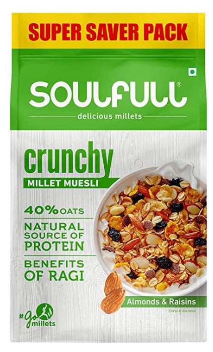 Soulfull Millet Muesli - Crunchy, Contains Almonds & Raisins, 700 g