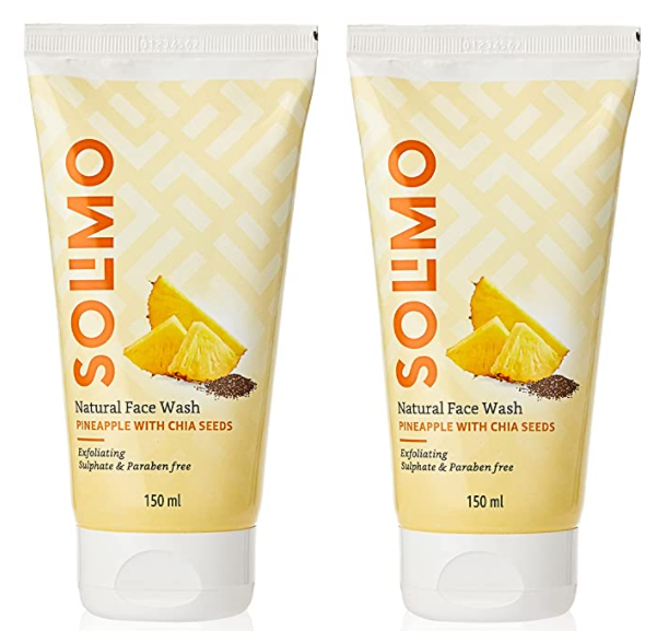 Amazon Brand - Solimo Pineapple Face Wash with Chia Seed, 150ml (Pack of 2)