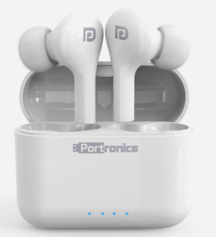 PORTRONICS  White Harmonics Twins 33 Smart TWS Earbuds With Bluetooth 5.0 & In-Built Mic