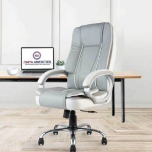 RAIYAS AMINITIES Leather Office Arm Chair Grey Rs 7029 flipkart dealnloot