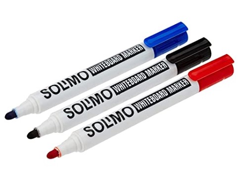 Amazon Brand - Solimo White Board Markers Set (10 pieces, Black-5, Blue-3, Red-2)