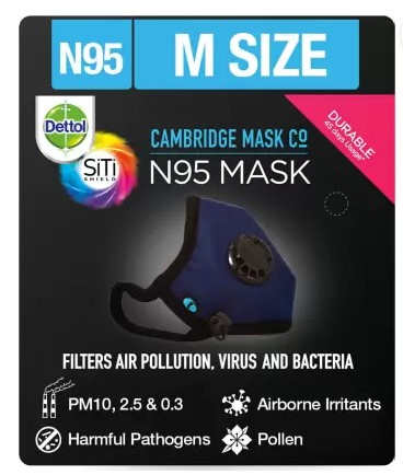 Dettol Anti Virus N95 mask Cambridge 95BLM  (Blue, M, Pack of 1)