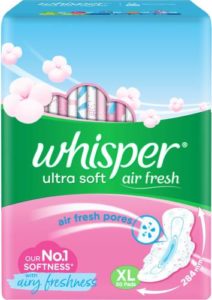 Whisper Ultra Softs Air Fresh XL Sanitary Rs 256 flipkart dealnloot