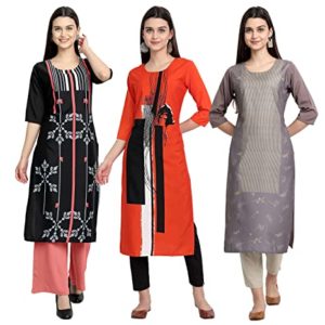 Sancom Women s Crepe Straight Kurta Rs 235 amazon dealnloot