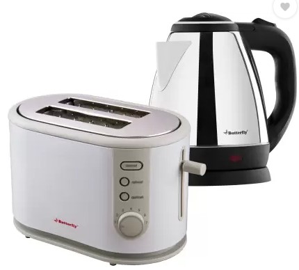 Butterfly Slice Toaster + Electric Kettle Beverage Maker  (1.5 L, Black)