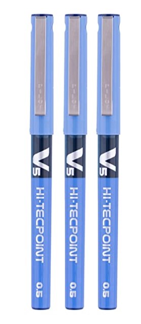 Pilot V5 Liquid Ink Roller Ball Pen -Blue(Pack of 3)