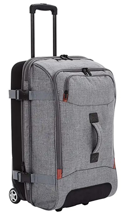 AmazonBasics Rolling Travel Duffel Bag Luggage with Wheels, Medium, Grey