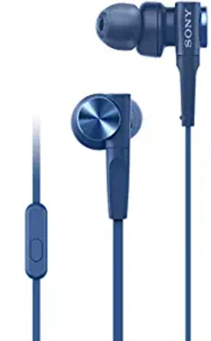 Sony MDR-XB55AP Wired in Ear Headphones with Mic (Blue)